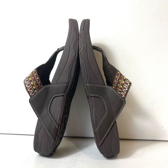 Skechers Tone-ups Wedge Flip Flop Womens 11 Brown Multicolor Woven Thong Sandals - Picture 6 of 11